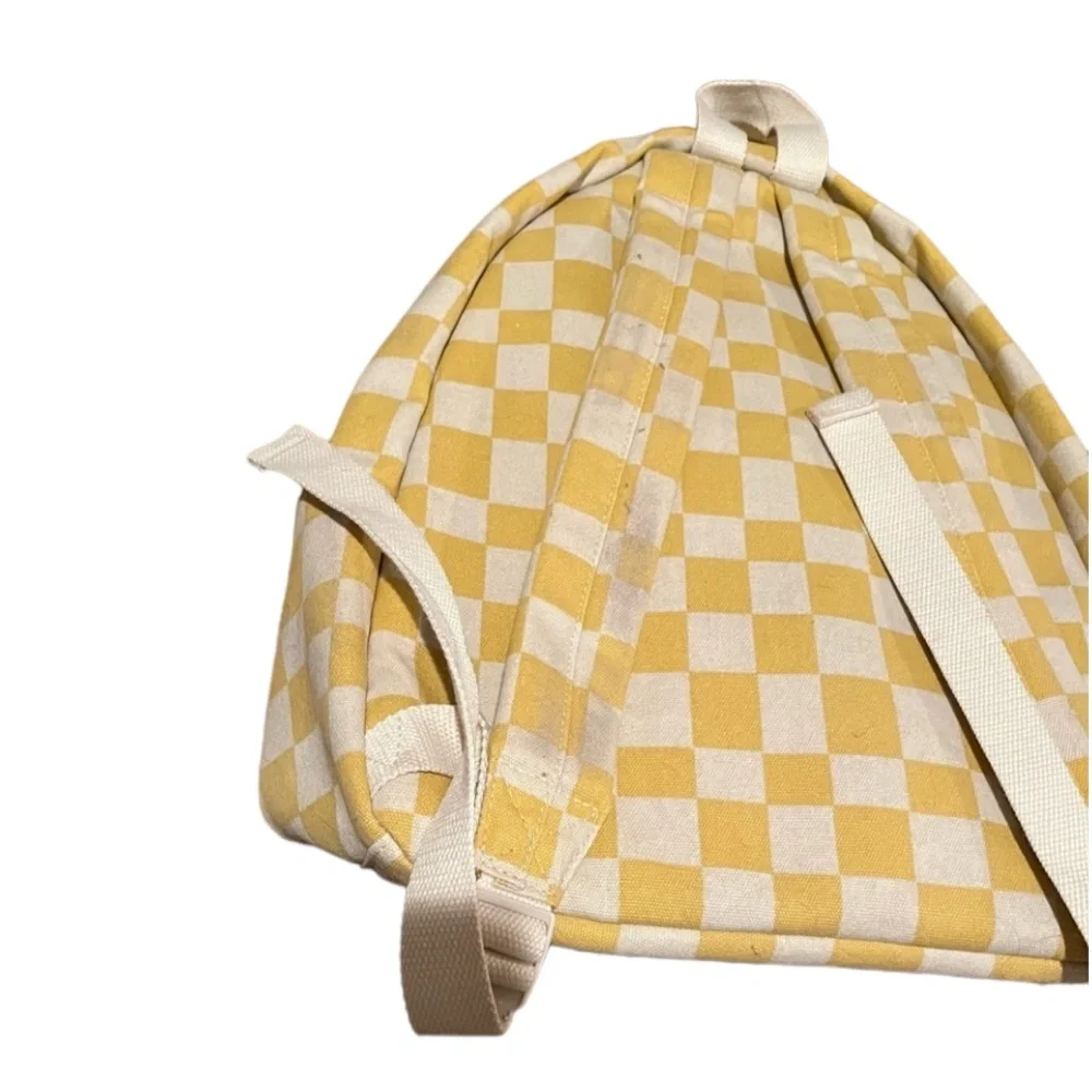 Wild Fable yellow & White check adjustable backpack with EarPods case